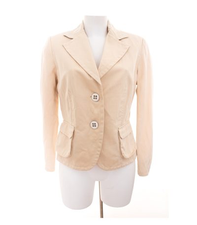 RIANI Damen Blazer Gr. DE 40 Creme Baumwolle Leinen