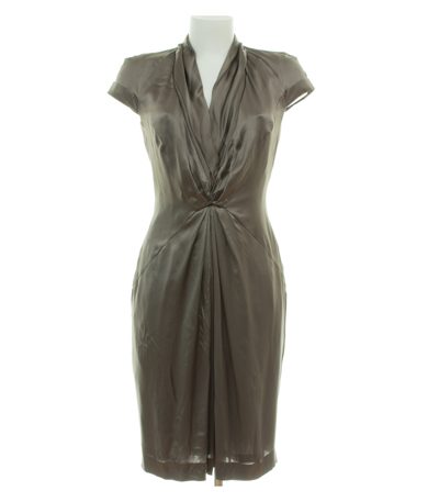 BOSS Damen Kleid Gr. 36 Dinola Moosgrau Seide