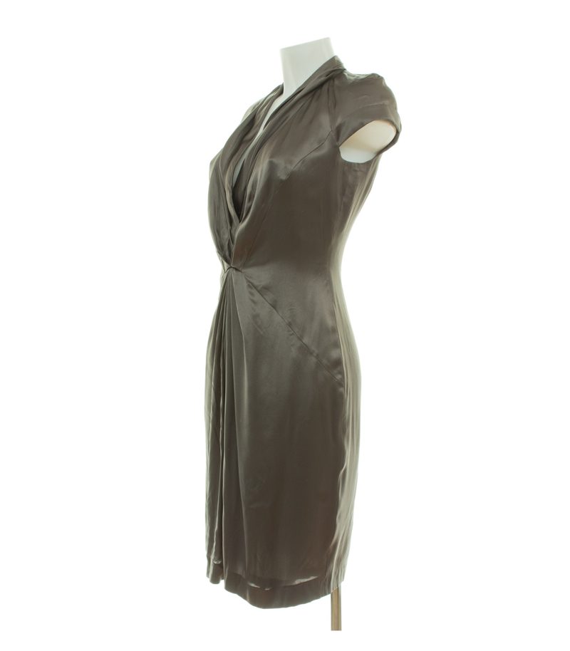 BOSS Damen Kleid Gr. 36 Dinola Moosgrau Seide – Foto 2