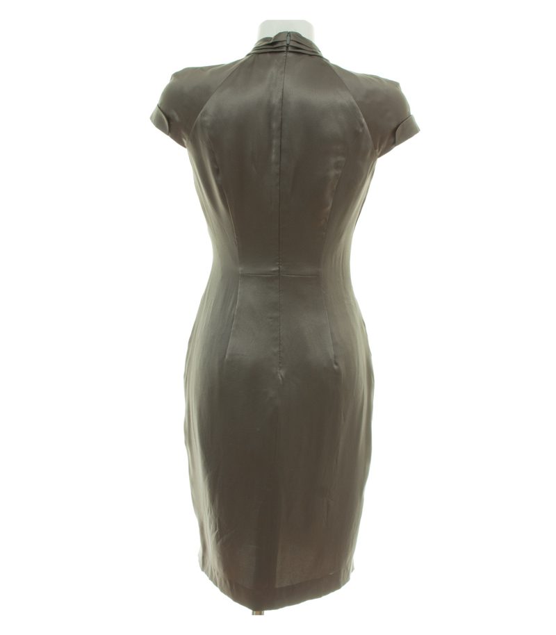 BOSS Damen Kleid Gr. 36 Dinola Moosgrau Seide – Foto 3