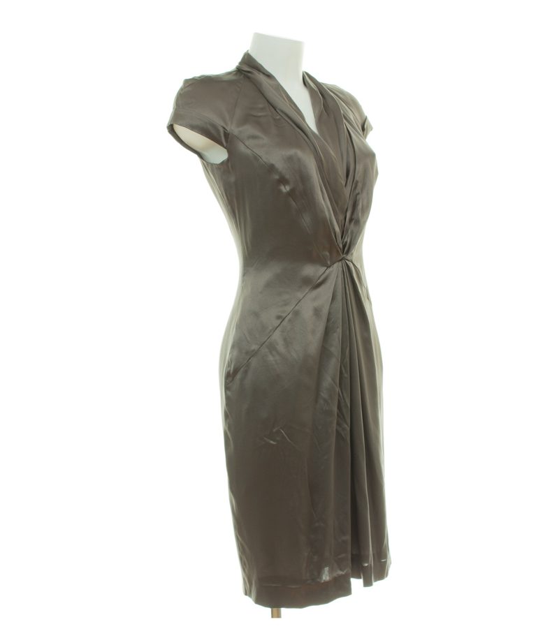 BOSS Damen Kleid Gr. 36 Dinola Moosgrau Seide – Foto 4