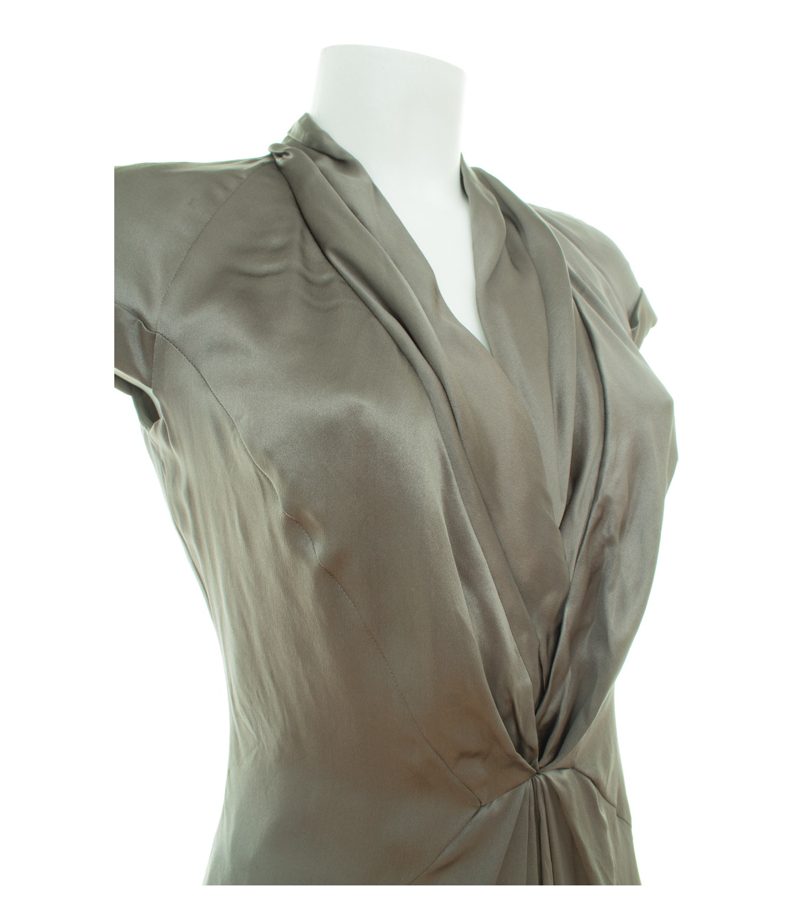 BOSS Damen Kleid Gr. 36 Dinola Moosgrau Seide – Foto 5