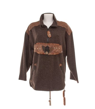 Spieth & Wensky Damen Jacke Gr. 38 Braun Wollmix Lederbesätze