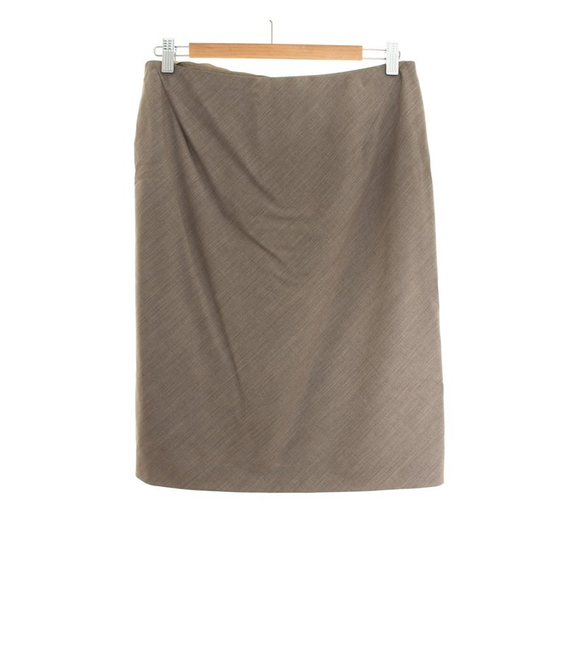 Calvin Klein Damen Rock Gr. 8 DE 38 Taupe Wolle – Foto 2