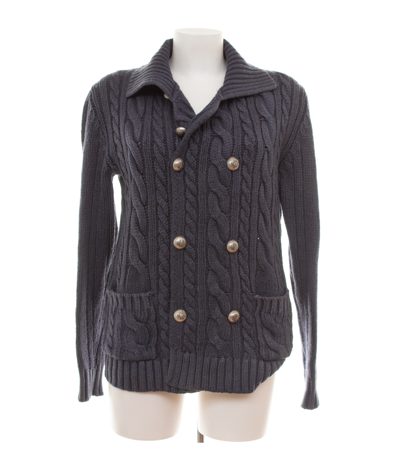 Boglioli Herren Strickjacke Gr. M Blau Wolle Zopfstrick