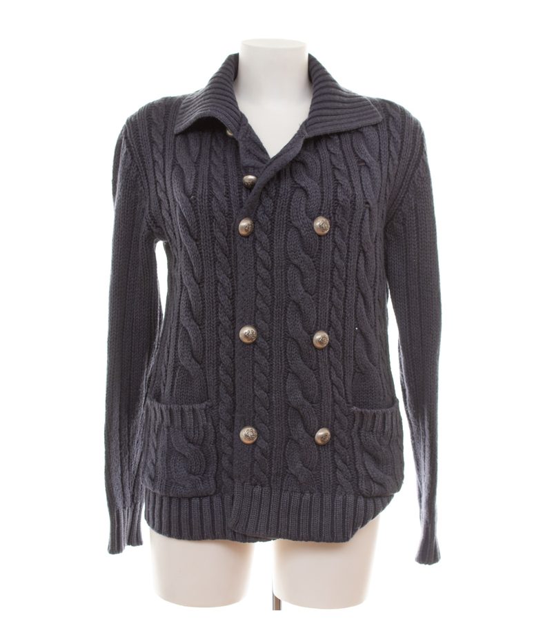 Boglioli Herren Strickjacke Gr. M Blau Wolle Zopfstrick – Foto 1