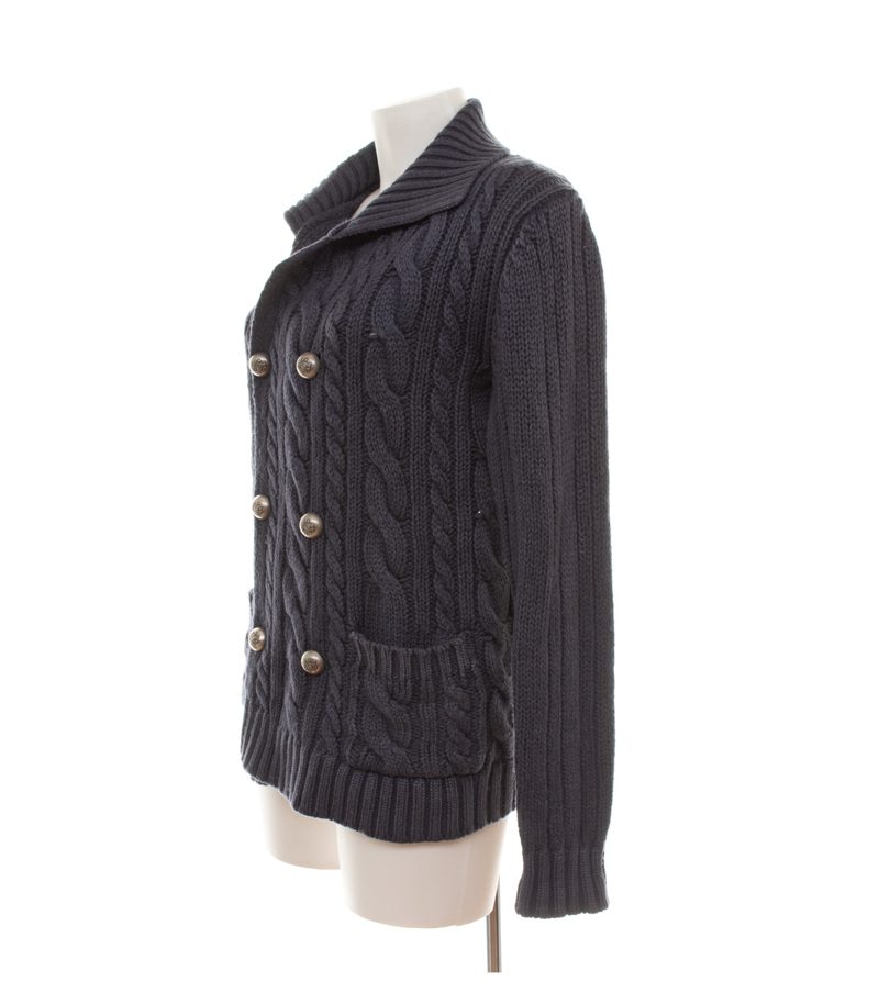 Boglioli Herren Strickjacke Gr. M Blau Wolle Zopfstrick – Foto 2