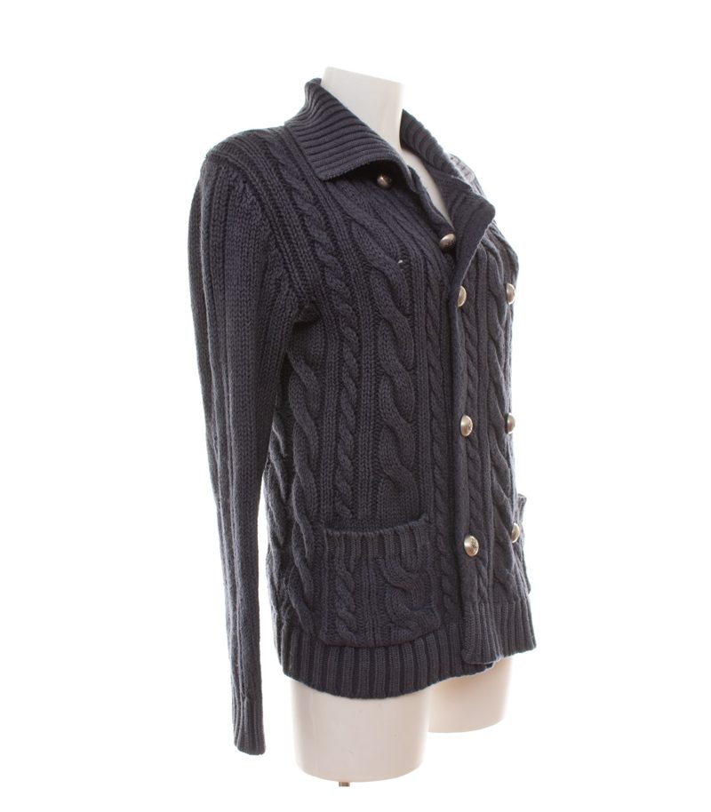 Boglioli Herren Strickjacke Gr. M Blau Wolle Zopfstrick – Foto 4