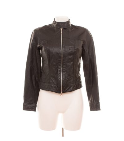 Helline Damen Jacke Gr. 34 Schwarz Leder