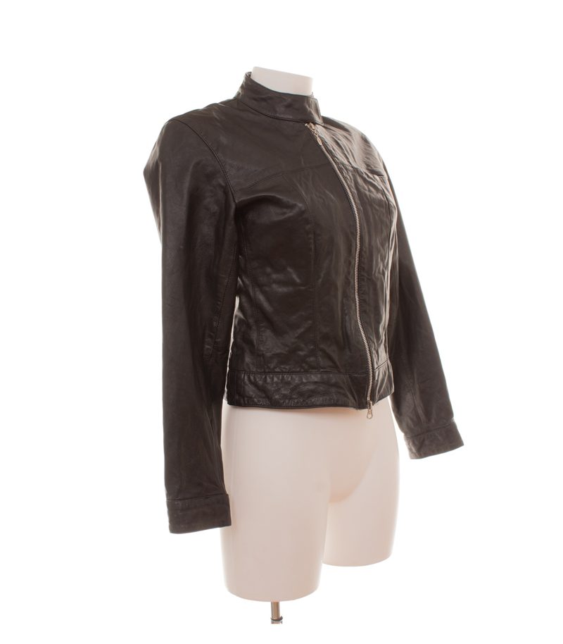 Helline Damen Jacke Gr. 34 Schwarz Leder – Foto 4