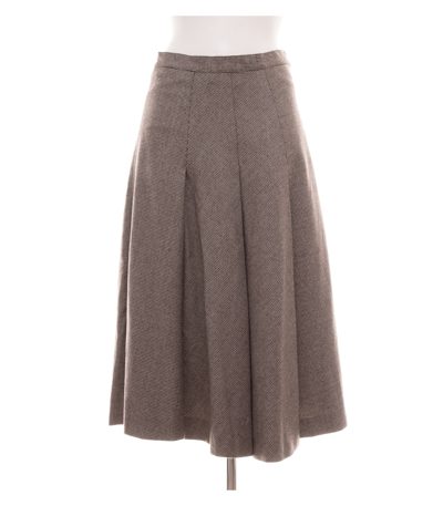 Lorenzini Damen Rock Gr. 36 (III) Braun/Beige Wolle Hahnentritt