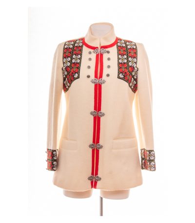 A.S. Evebofoss Damen Jacke Gr. 38 (42) Perlweiß Wolle Bestickt