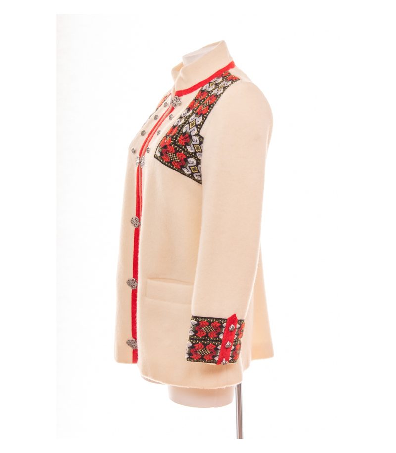 A.S. Evebofoss Damen Jacke Gr. 38 (42) Perlweiß Wolle Bestickt – Foto 3