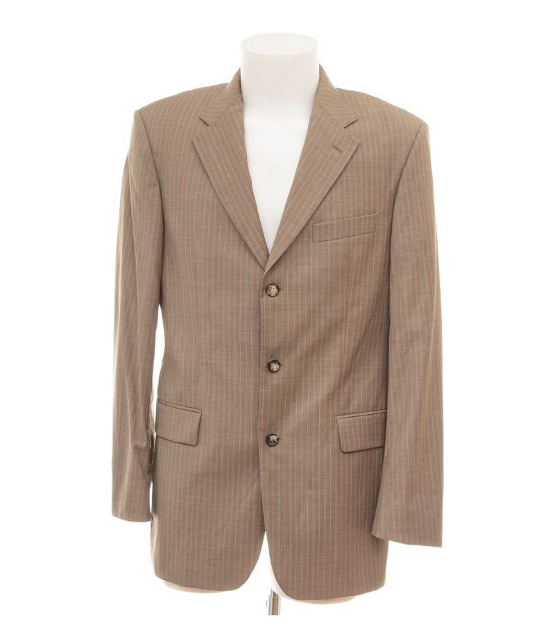 Hugo Boss Herren Sakko Gr. 94 Parma Braun Einreiher Wolle Gestreift – Foto 1