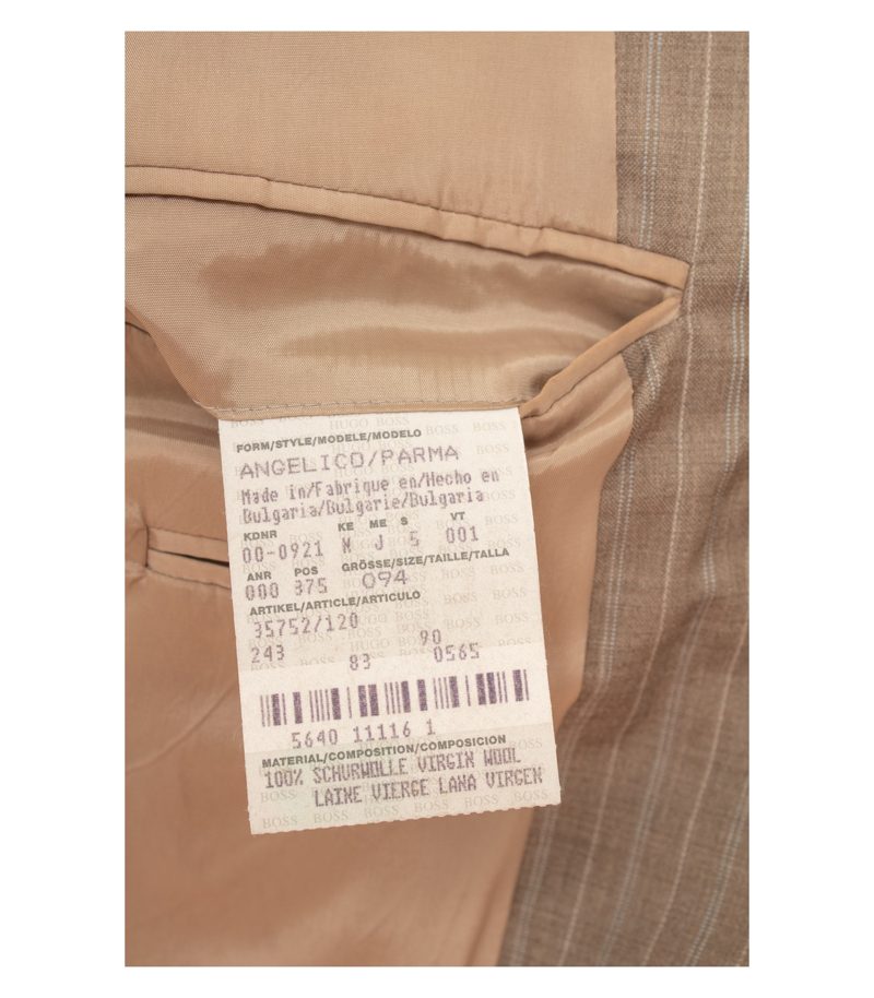 Hugo Boss Herren Sakko Gr. 94 Parma Braun Einreiher Wolle Gestreift – Foto 7