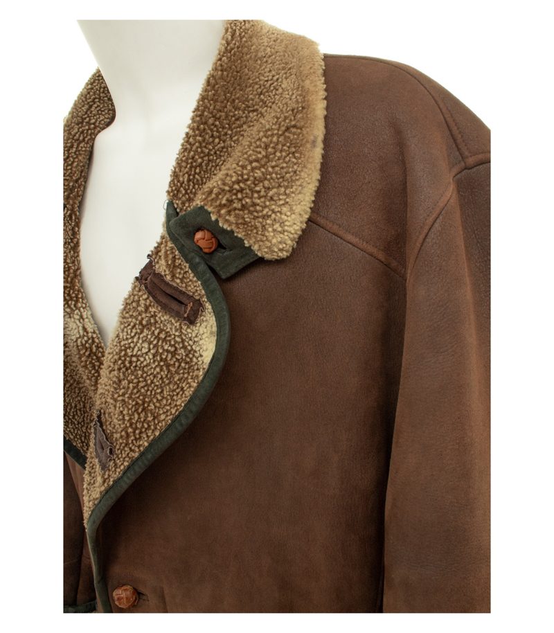 Zeiler Herren Mantel Gr. 52 Braun Fell Leder – Foto 6