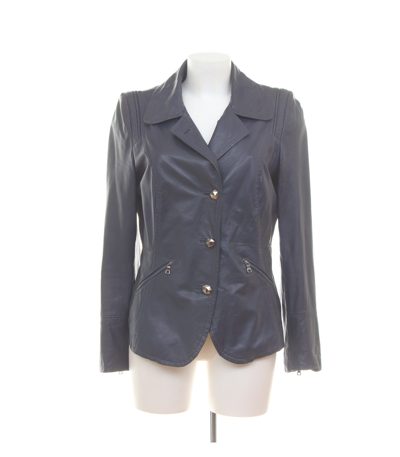 Riani Damen Jacke Gr. 38 Blau Lederjacke Lammnappa