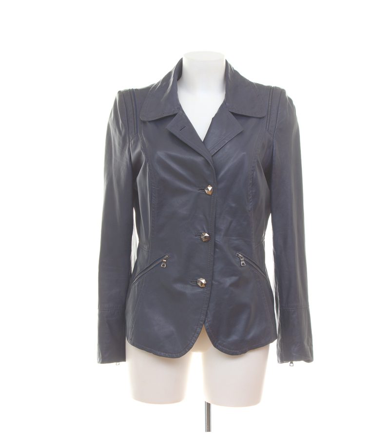 Riani Damen Jacke Gr. 38 Blau Lederjacke Lammnappa – Foto 1