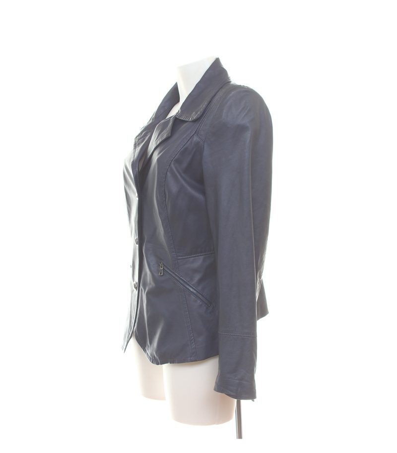 Riani Damen Jacke Gr. 38 Blau Lederjacke Lammnappa – Foto 3