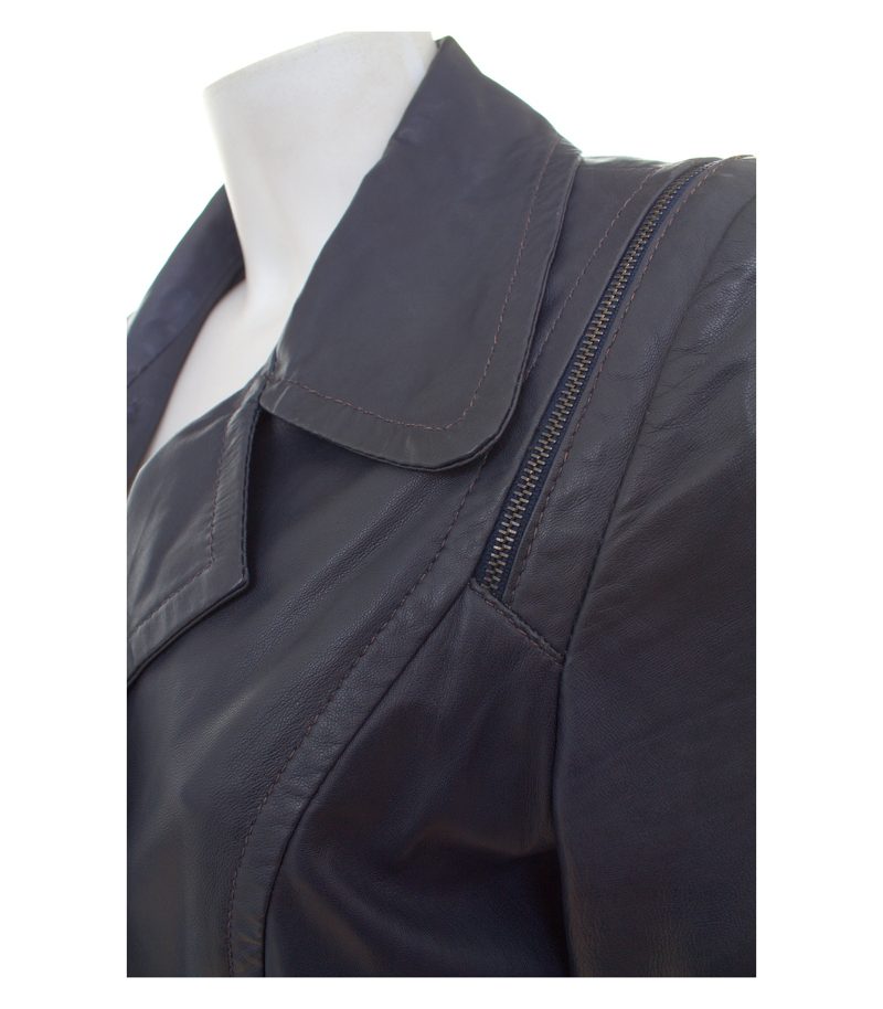 Riani Damen Jacke Gr. 38 Blau Lederjacke Lammnappa – Foto 7