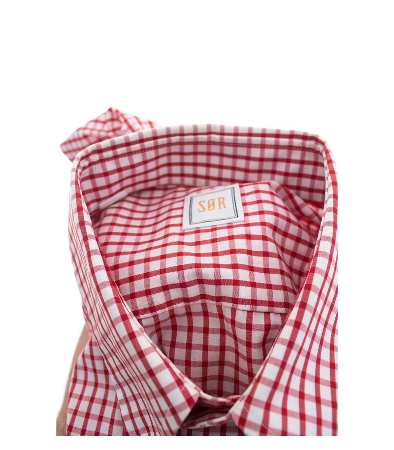SOR Herren Hemd Business Shirt Gr. 41/16/L Rot Weiß Baumwolle – Foto 4