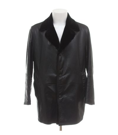 Kapraun Herren Mantel Gr. 50 Idro Schwarz Ledermantel mit Fell Weste