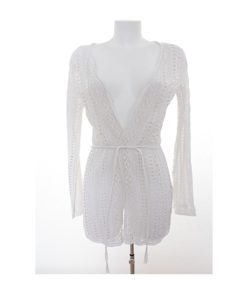 SCHUMACHER Damen Strickjacke Cardigan Gr. L Weiß Strick Baumwolle – Foto 1