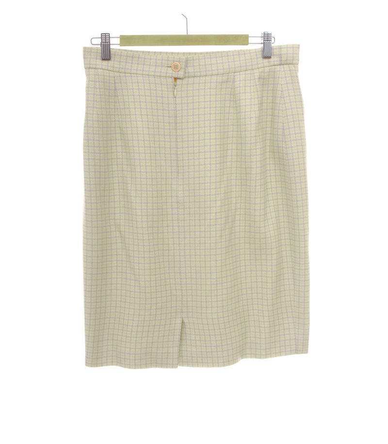 Escada Damen Rock Gr. 36 (42) Beige Kariert Seide Kaschmir Mix Vintage – Foto 2