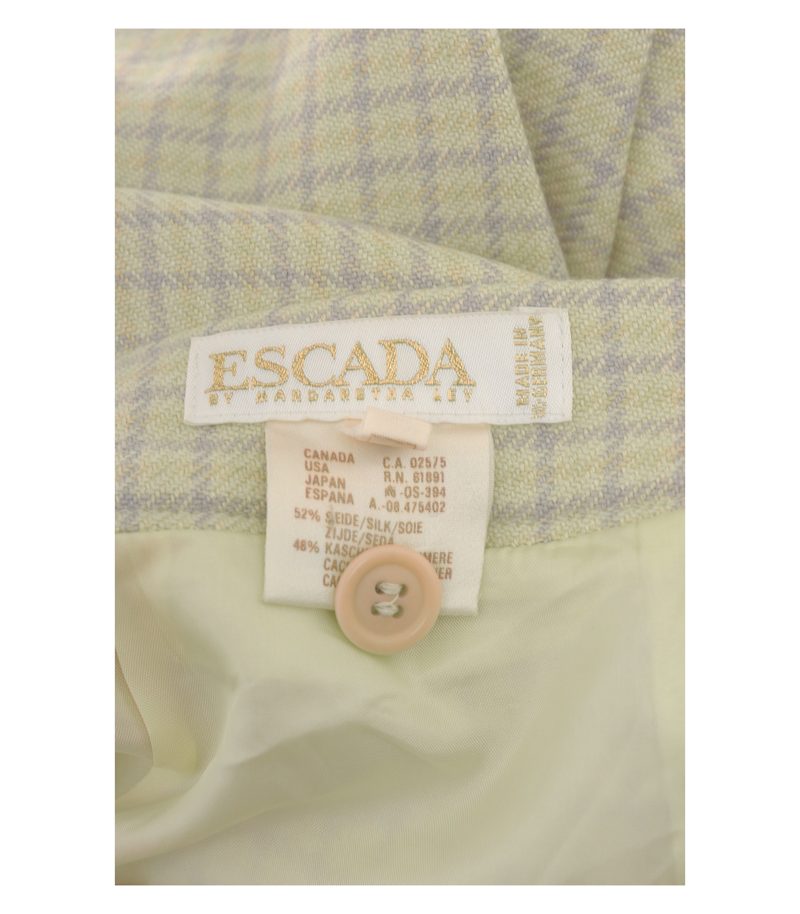 Escada Damen Rock Gr. 36 (42) Beige Kariert Seide Kaschmir Mix Vintage – Foto 4