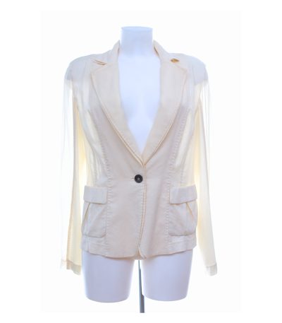 Marc Cain Damen Blazer Gr. 38 (N 4) Beige Baumwolle Seide