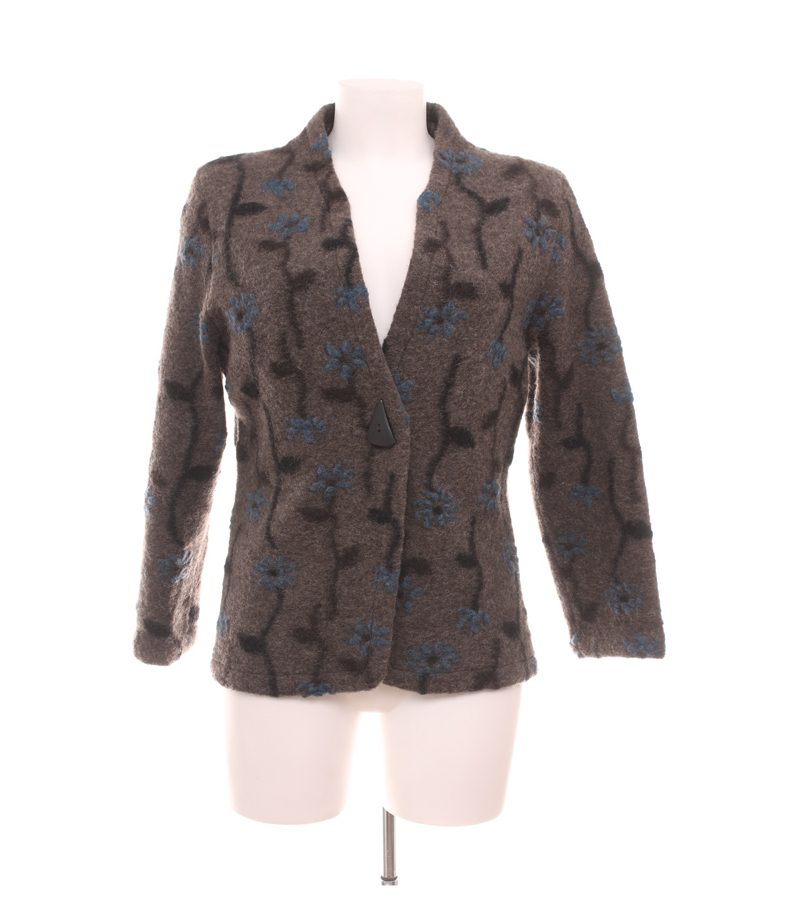 Marlies Mithöfer Damen Jacke Gr. 42 Braun Wollmix Blumen – Foto 1