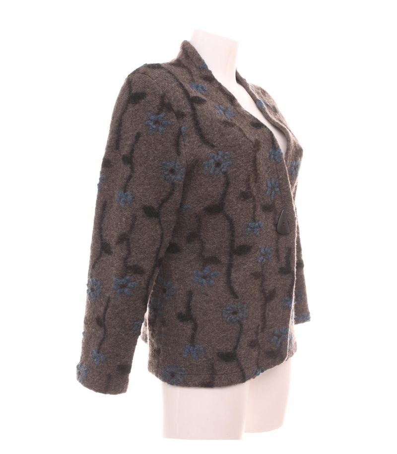 Marlies Mithöfer Damen Jacke Gr. 42 Braun Wollmix Blumen – Foto 2