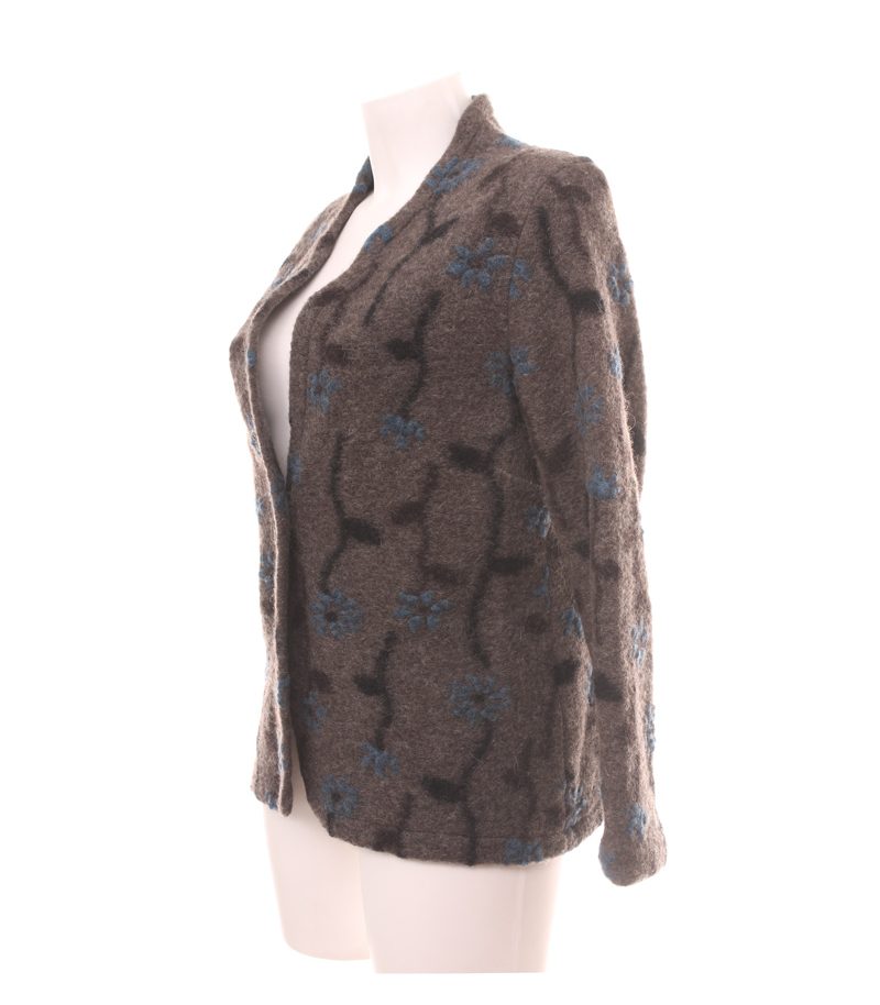 Marlies Mithöfer Damen Jacke Gr. 42 Braun Wollmix Blumen – Foto 4