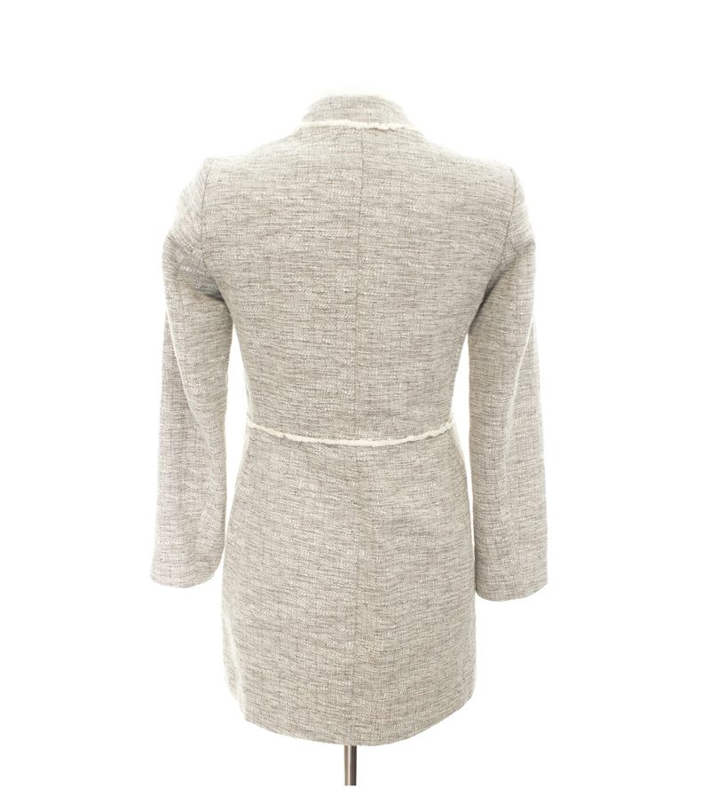 H&M Damen Mantel Bouclé Sommermantel Gr. DE 34 Creme Grau Baumwolle – Foto 2