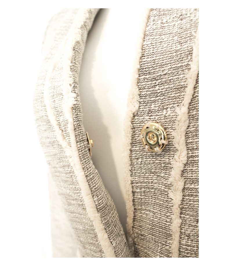 H&M Damen Mantel Bouclé Sommermantel Gr. DE 34 Creme Grau Baumwolle – Foto 3