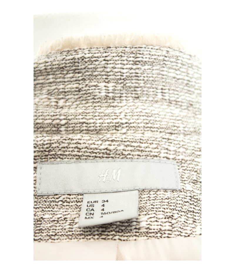 H&M Damen Mantel Bouclé Sommermantel Gr. DE 34 Creme Grau Baumwolle – Foto 5