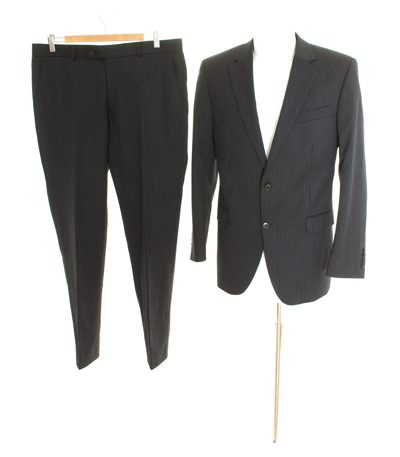 Tom Rusborg Herren Anzug Sakko Hose Business Dunkelblau Gr. DE 52 Weiß Wolle