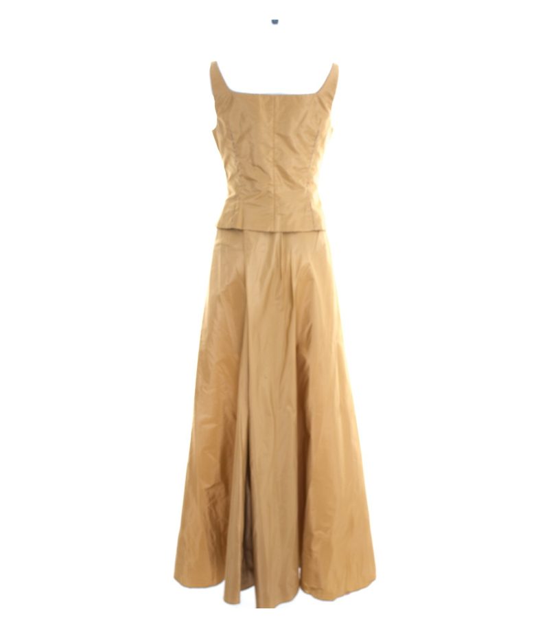 Laurel Abend Kombination Damen Top Rock Gr. 36 Kostüm Gr. DE 40 Beige Seide – Foto 3