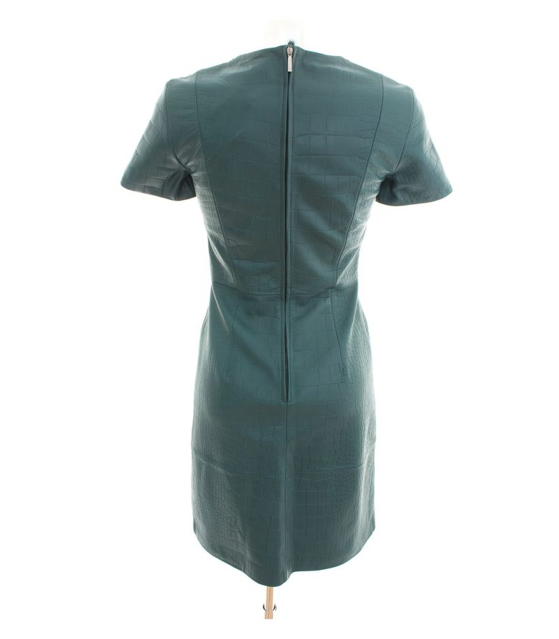HUGO BOSS Damen Lederkleid Etuikleid Blaugrün Gr. DE 36 Leder NEU – Foto 3