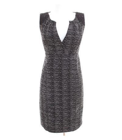 NOA Damen Kleid Etuikleid Gr. DE 38 Schwarz Weiß Baumwolle