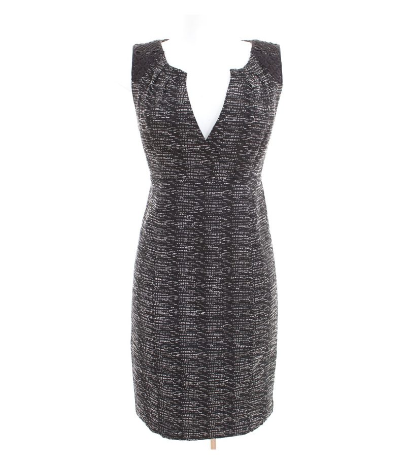 NOA Damen Kleid Etuikleid Gr. DE 38 Schwarz Weiß Baumwolle – Foto 1