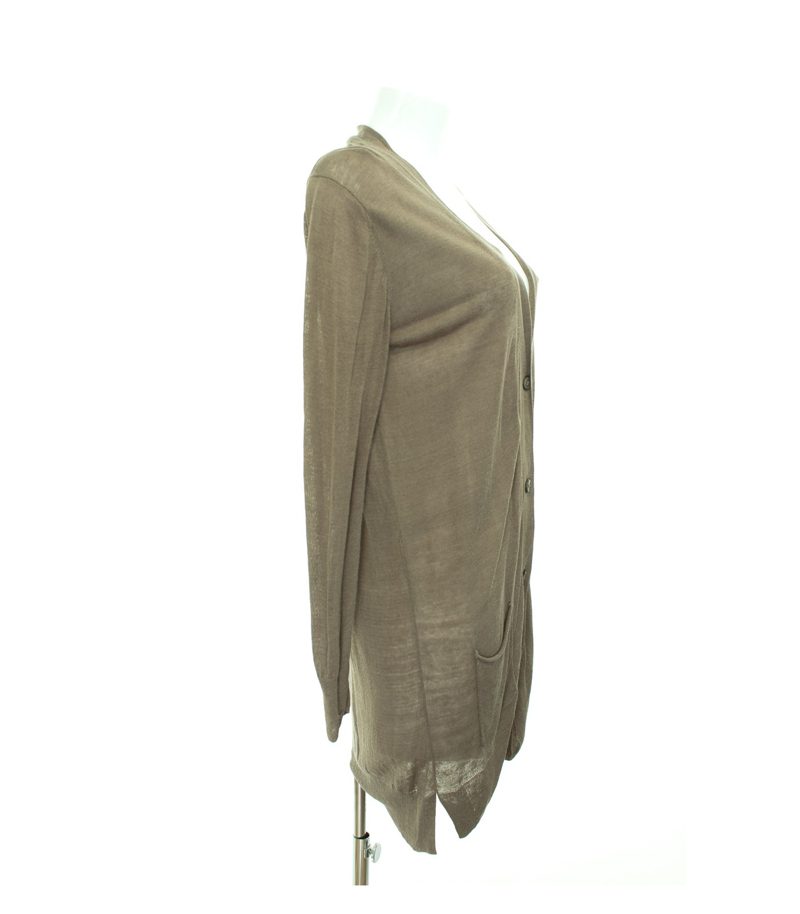 Massimo Dutti Damen Strickjacke Cardigan Longjacke Olivgrau Gr. M Strick – Foto 2