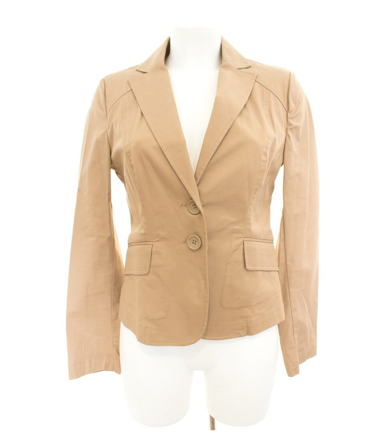 BENETTON Damen Blazer Casual Gr. IT 42 DE 38 Beige Baumwolle – Foto 1
