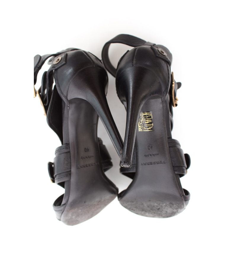 BURBERRY Damen Sandaletten Pumps High Heels Gr. EU 40 Schwarz Leder – Foto 6