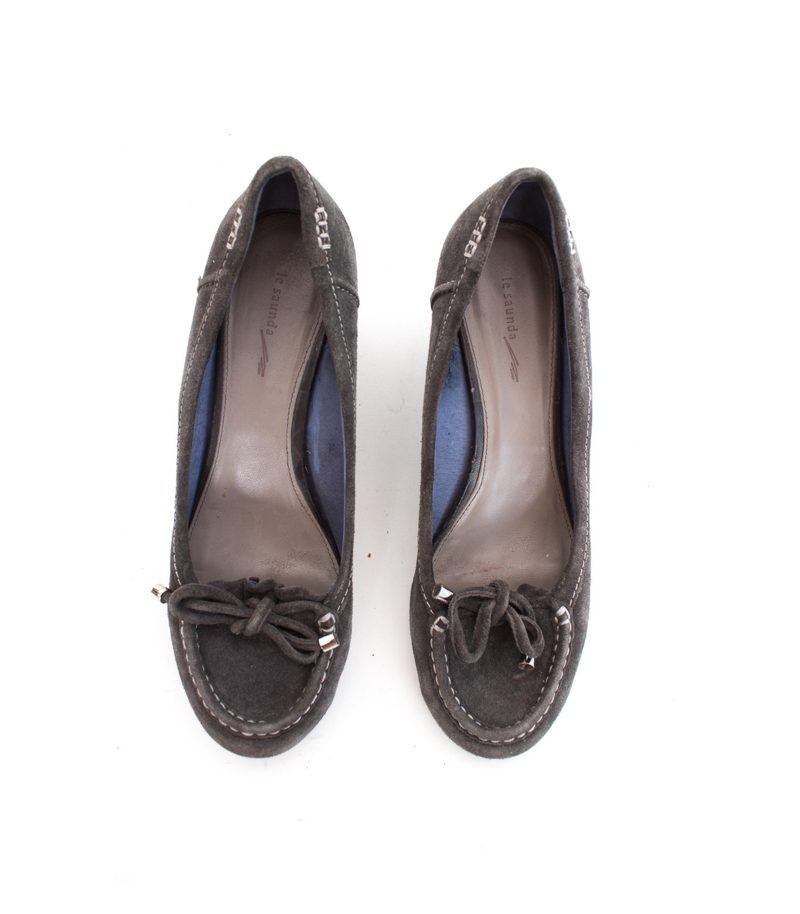 LE SAUNDA Damen Pumps Halbschuhe Gr. DE 40 Grau Leder – Foto 2