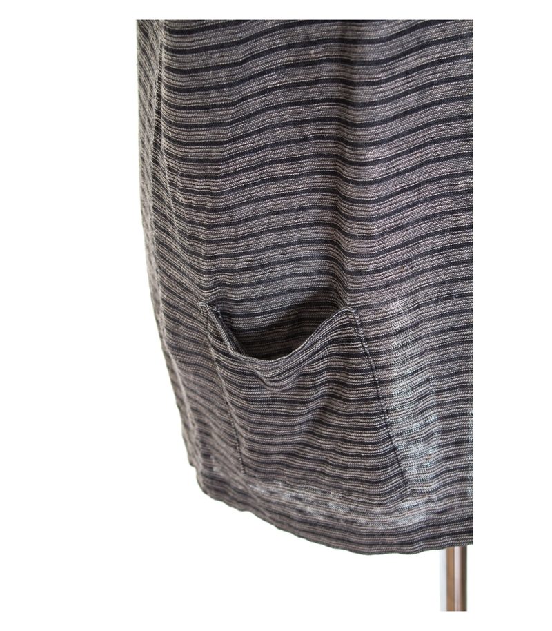 ISCHIKO Damen Strickjacke Cardigan Lagenlook Gr. DE 36 Grau Creme Strick Leinen – Foto 4