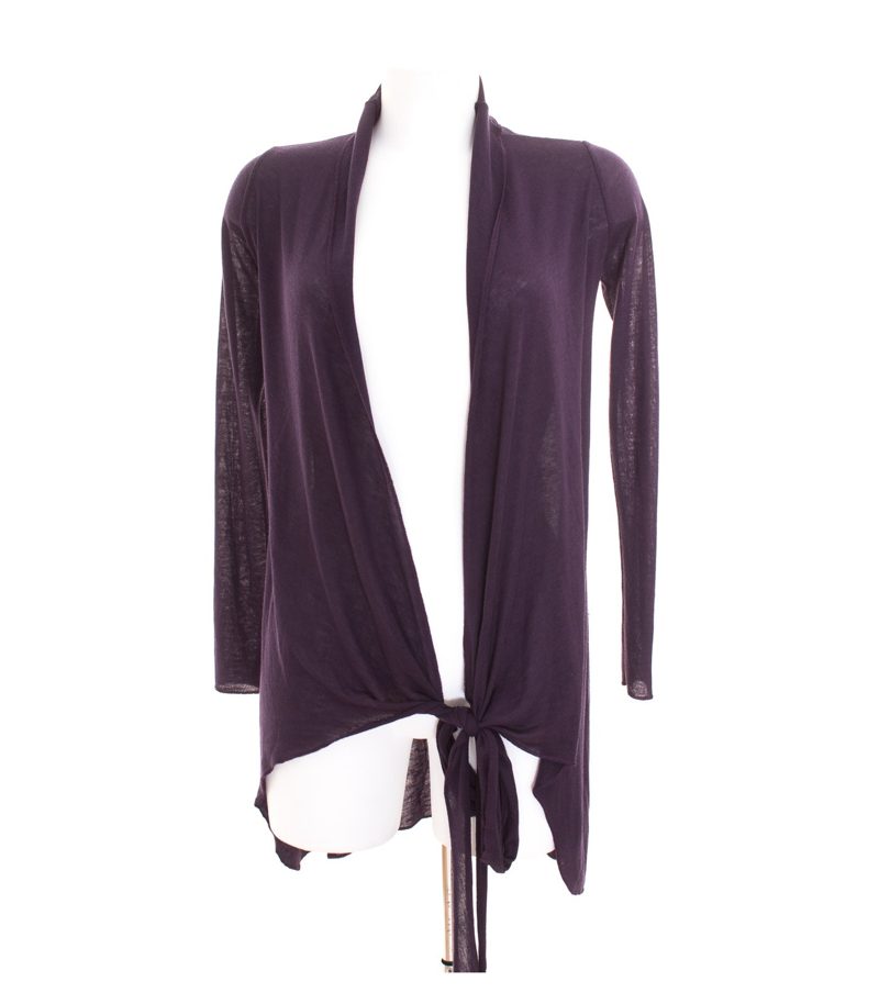 Damen Strickjacke Cardigan Lagenlook Gr. 8 DE 38 Violett Strick – Foto 1