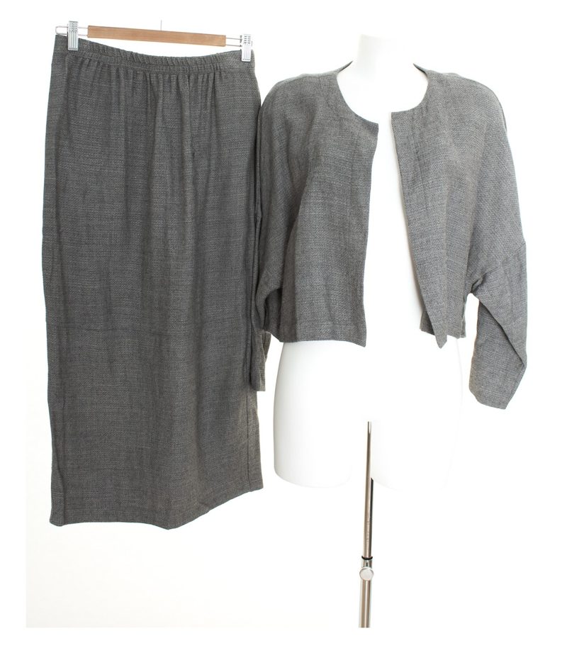 KANDIS & KANDISMANN Damen Kostüm Jacke Rock Lagenlook Gr. M Wolle Leinen – Foto 1
