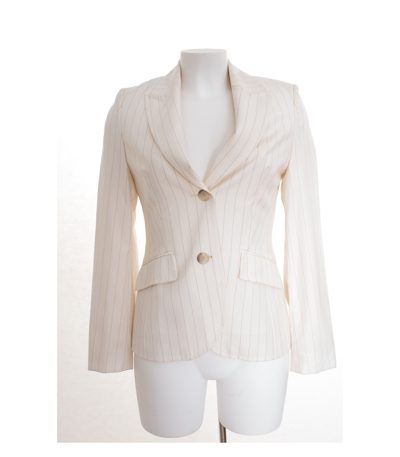ESPRIT Damen Blazer Cremeweiß Gestreift Gr. DE 34 Schwarz NEU