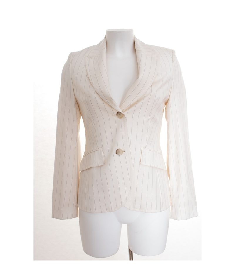 ESPRIT Damen Blazer Cremeweiß Gestreift Gr. DE 34 Schwarz NEU – Foto 1